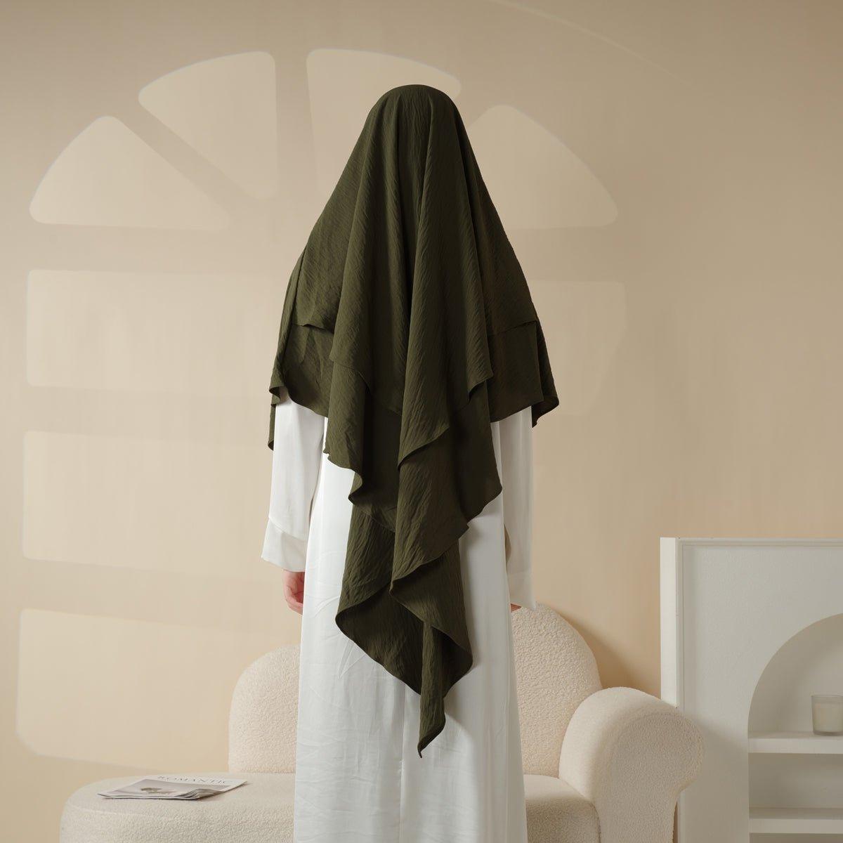 Nouveau Khimar Deux Couches en Crêpe (MK010)