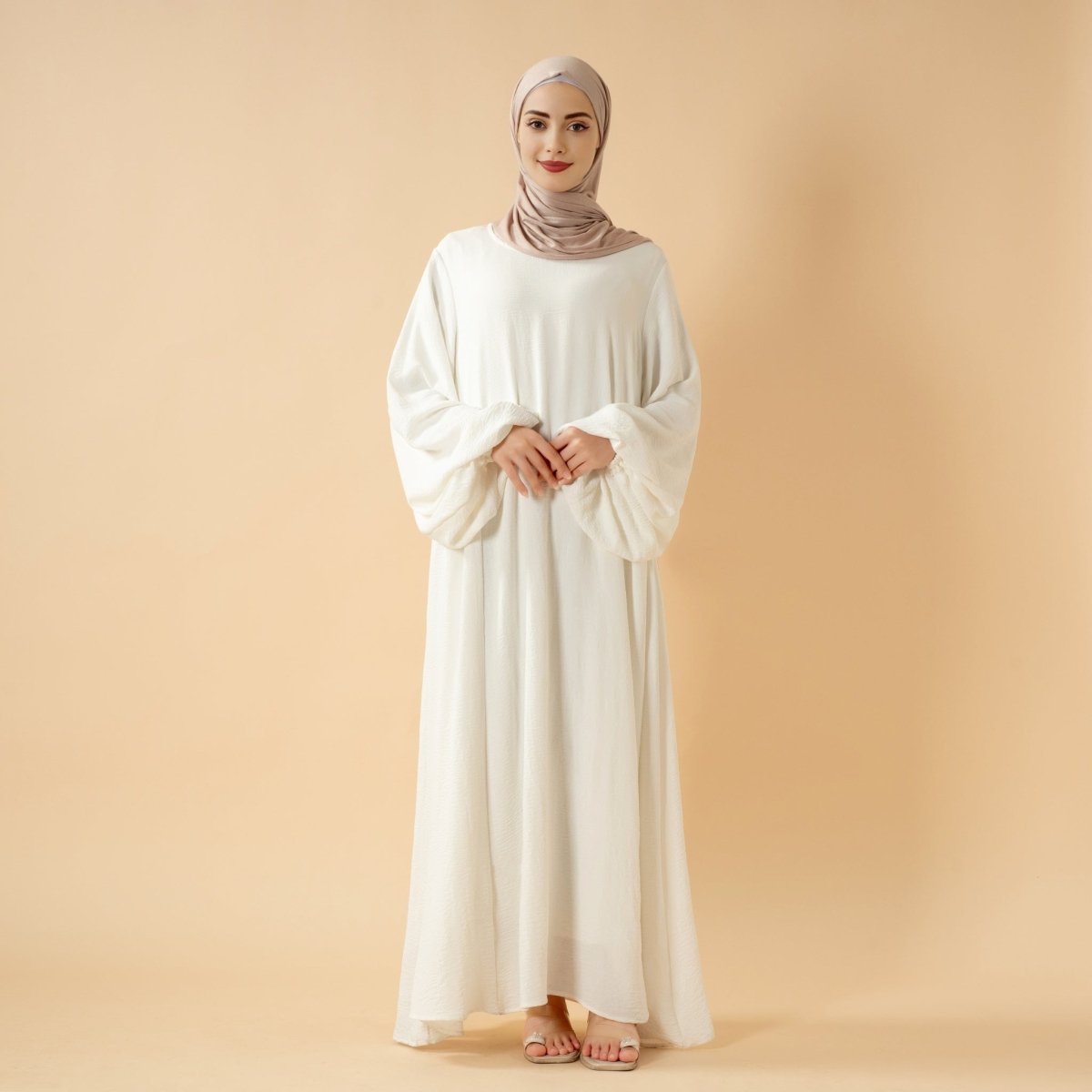 Abaya en crêpe coupe décontractée à manches lanterne (MA190)
