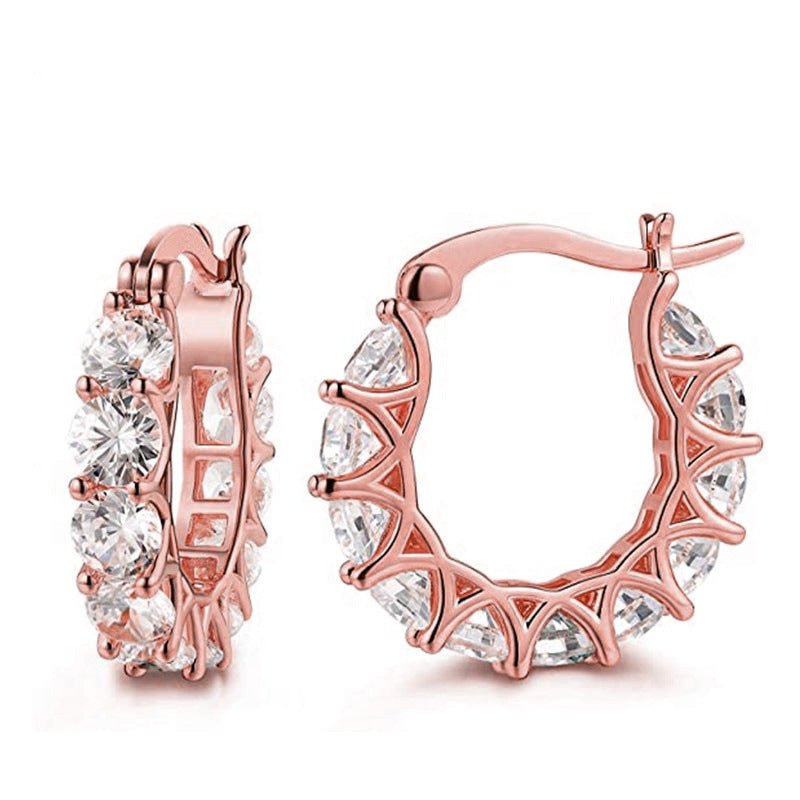 Boucles d'oreilles en U MAC163, entièrement ornées de fleurs en zircon