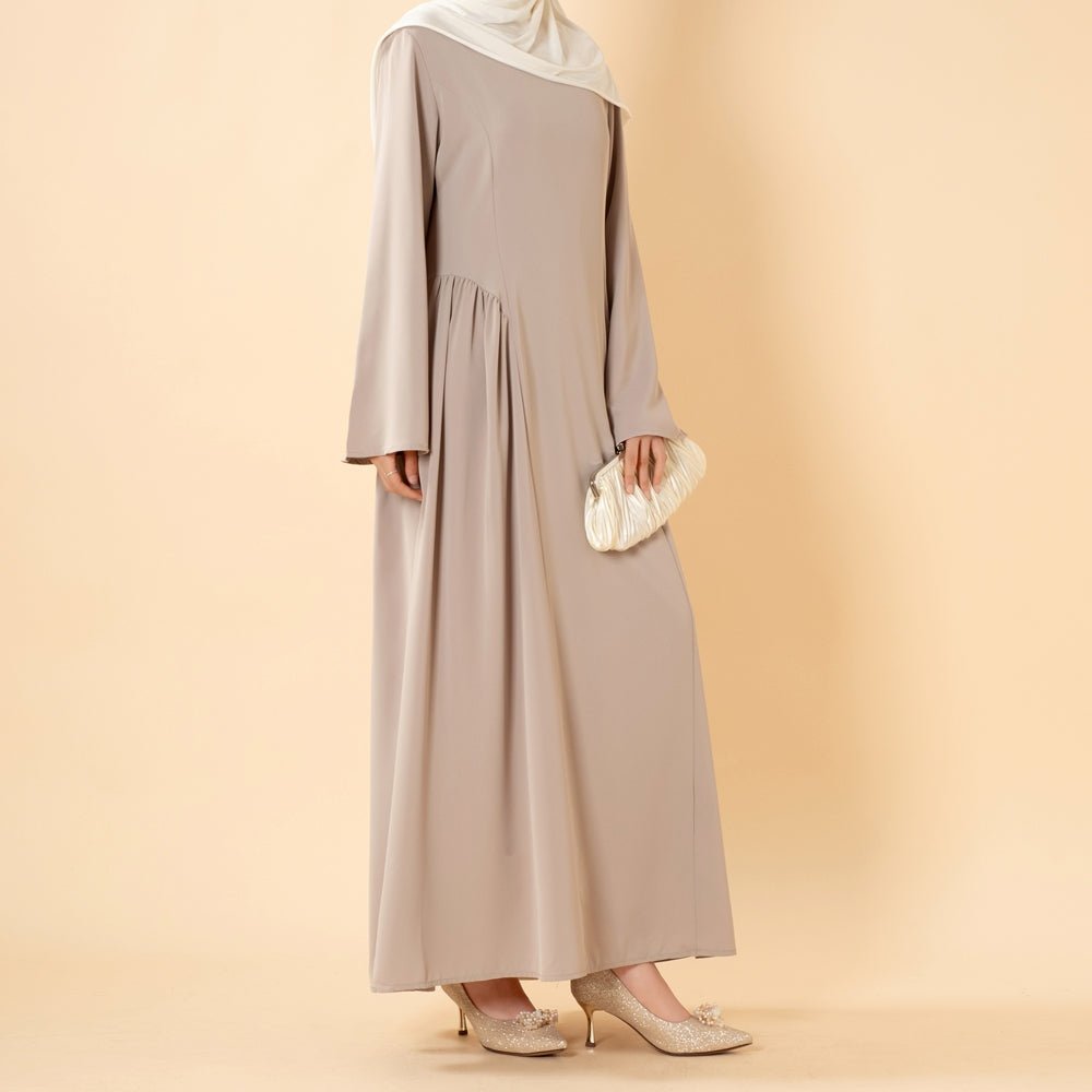 Robe Nida Évasée Maxi avec Jupe Patineuse Plissée & Manches Cloche Larges (MS435)