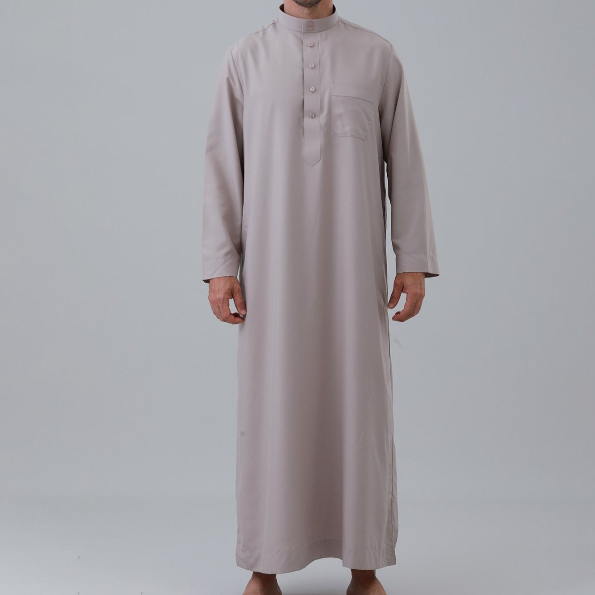 Thobe uni pour homme avec patte de boutonnage (MT036)