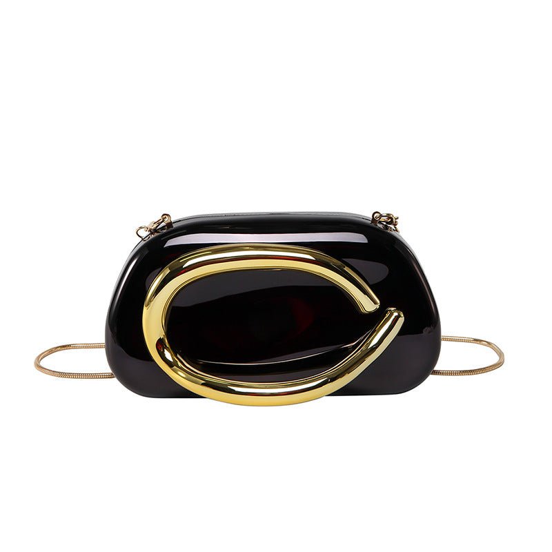 Pochette de soirée en acrylique | Sac de fête avec poignée métallique et chaîne (MAC354)