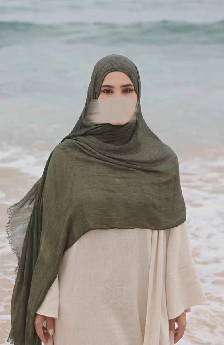 Hijab en Rayonne Texturée Froissée Coloris Unis Hijab Enveloppant Respirant pour Femme (MH145)