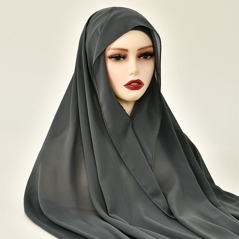 Hijab Instant en Mousseline Magnétique | Foulard Carré Facile à Porter, Antidérapant, avec Fermeture Magnétique (MH152)