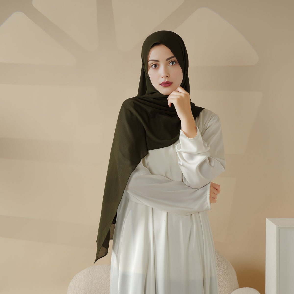 Châle en mousseline uni, Hijab en mousseline extra-fine (MH067)