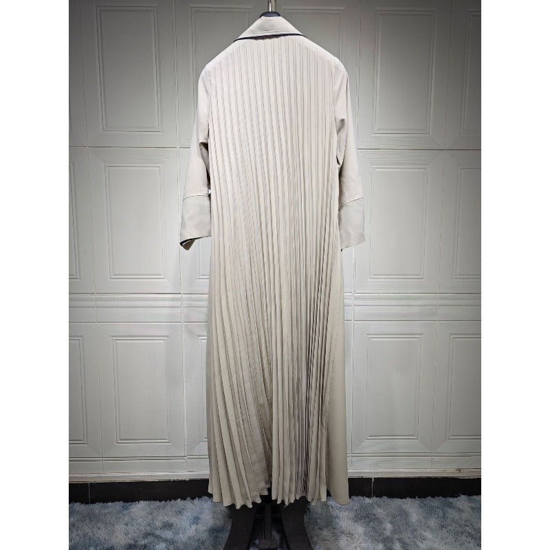 Robe longue automne et hiver à ouverture avant | Abaya cardigan plissée unie (MOA218)