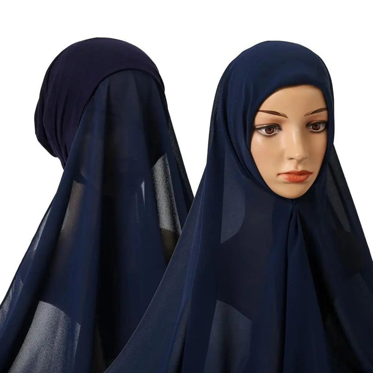 Hijab Instant en Mousseline avec Bonnet Intégré (MH004)