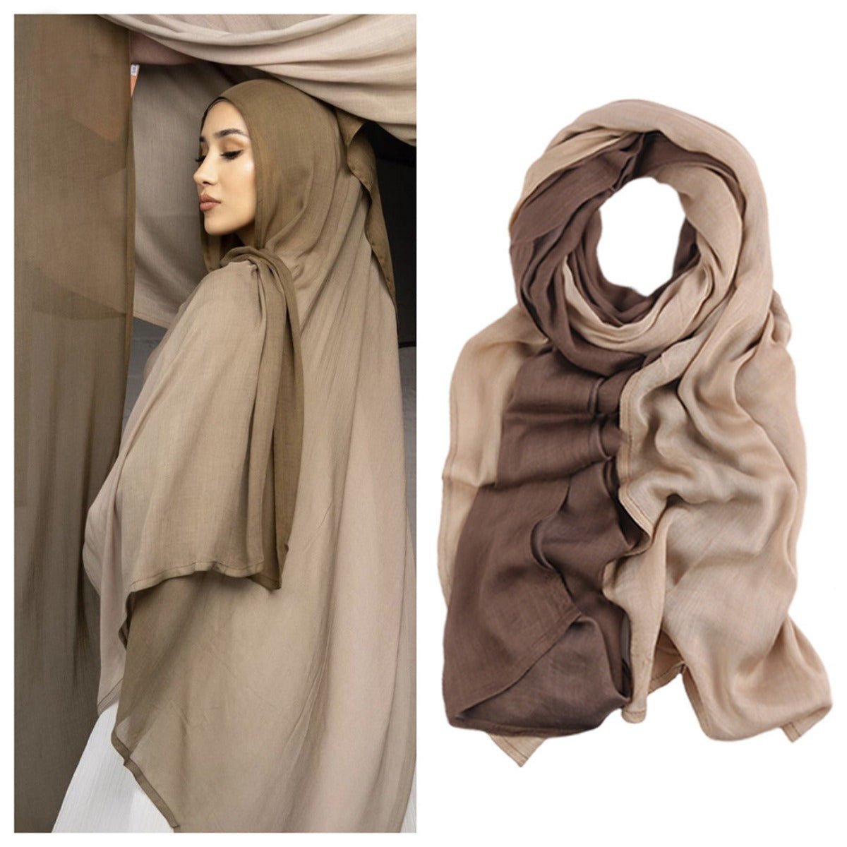 Collection de foulards en coton premium Hijab dégradé (MH123)