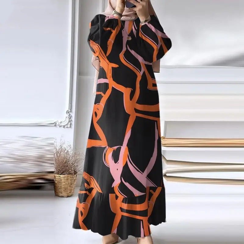 Abaya Plissée avec Ourlet Volanté (MA112)