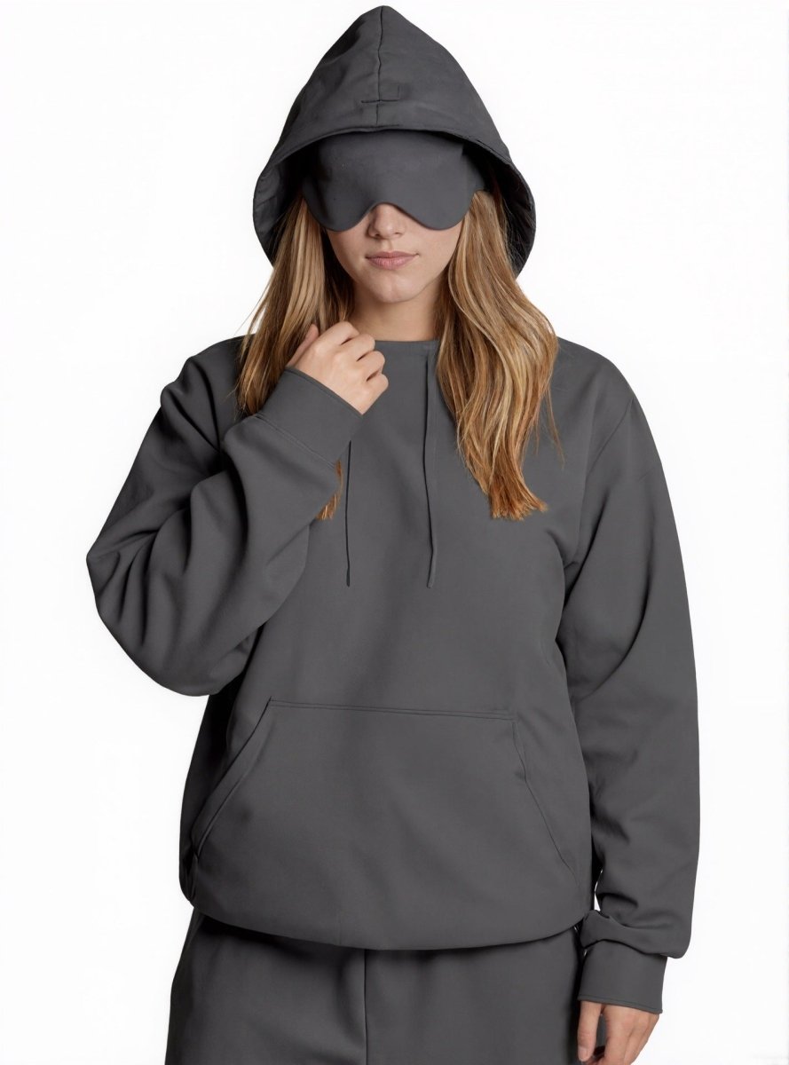 Sweat à capuche Travel Mode avec masque de sommeil intégré | Pull oversize avec masque de sommeil intégré (MS209)