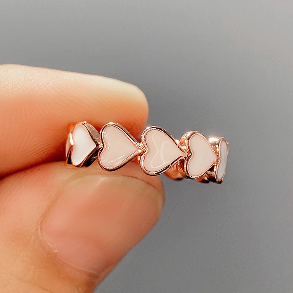 Bague et boucles d'oreilles Simple Pink Heart-To-Heart Glue (MAC198)