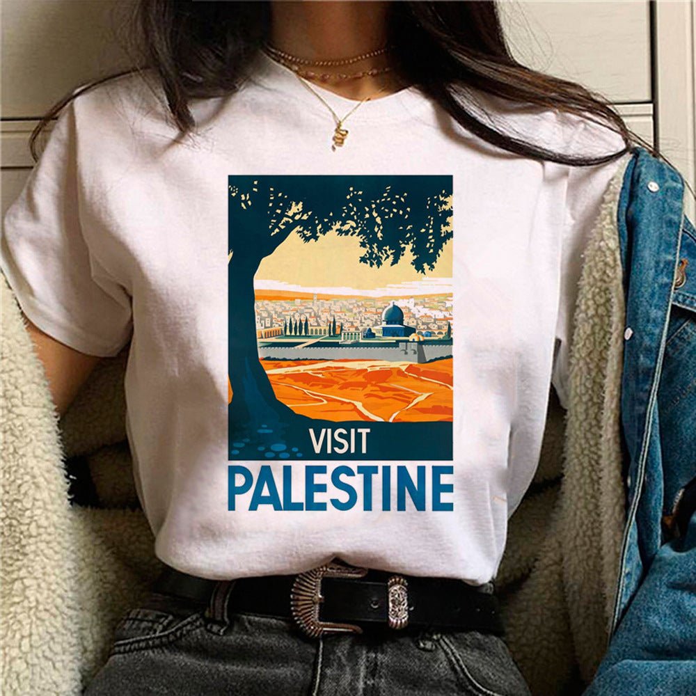 MS034 T-shirt décontracté imprimé Free Palestine
