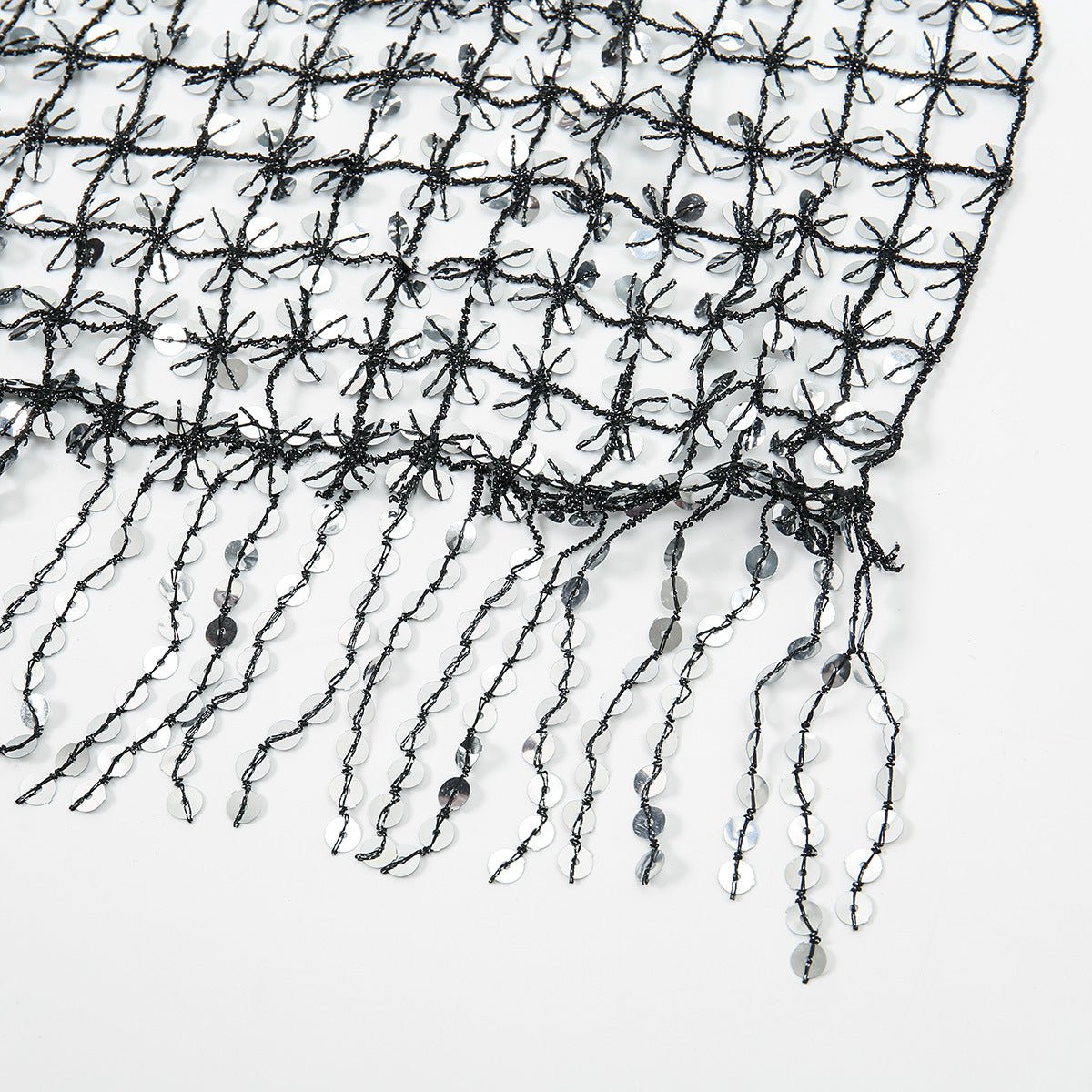 Hijab Châle en Mesh Pailleté avec Franges (MH206)