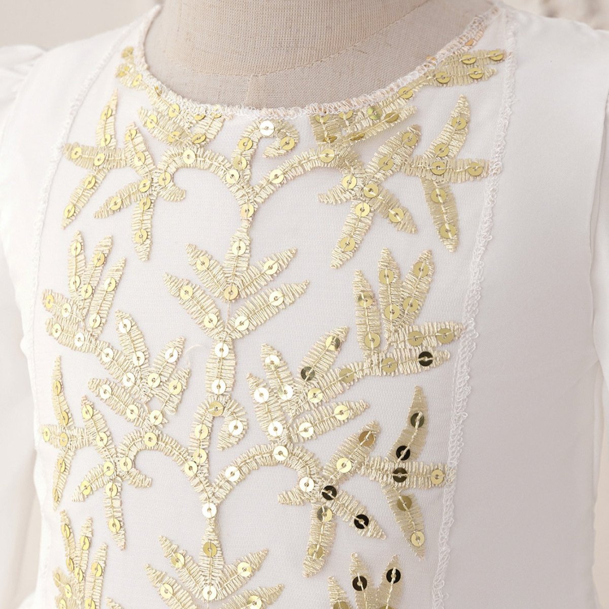 Robe Princesse Brodée pour Fillette avec Surjupe en Tulle (MKG022)