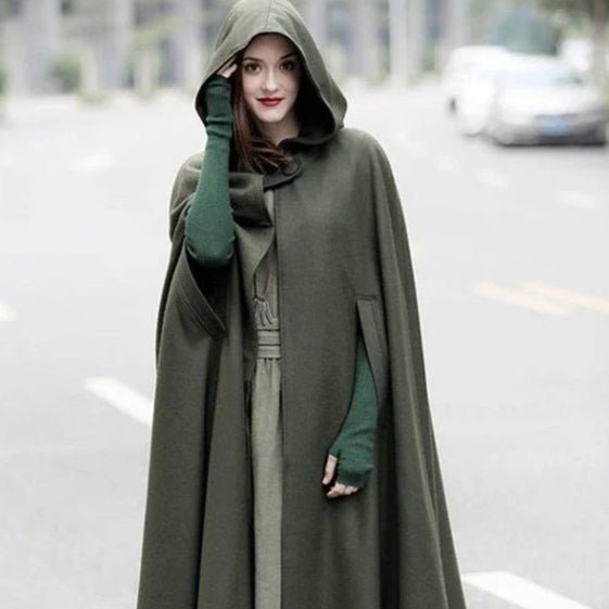 Manteau Cape Longue à Capuche et Châle | Poncho Châle à Capuche Polyvalent en 5 Couleurs (MOA088)