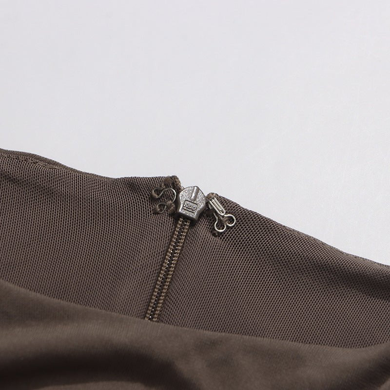 Robe froncée avec taille échancrée tressée (MS345)