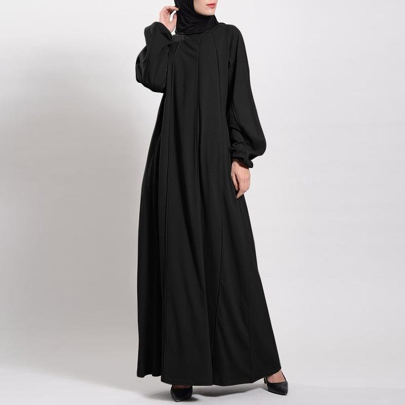 Robe Maxi Unie à Manches Bouffantes, Coupe Ample – Abaya Élégante et Pudique à Manches Bouffantes (MA271)