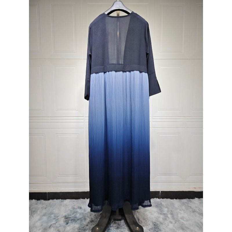 Robe Abaya Plissée Élégante à Dégradé | Robe Longue en Mousseline Pudique pour Femme Musulmane (MOA223)