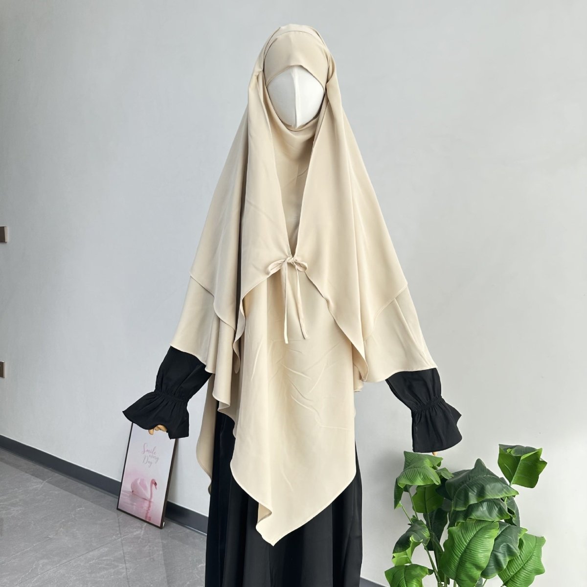 Khimar à double couche avec nœud devant (MK033)
