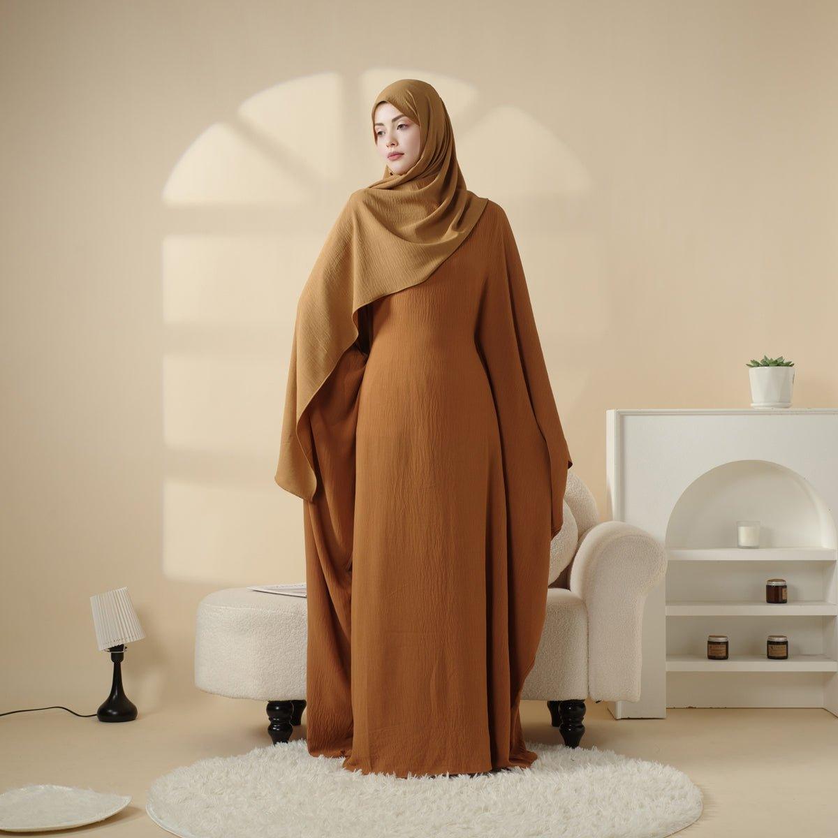 Abaya unie à manches papillon (MA048)