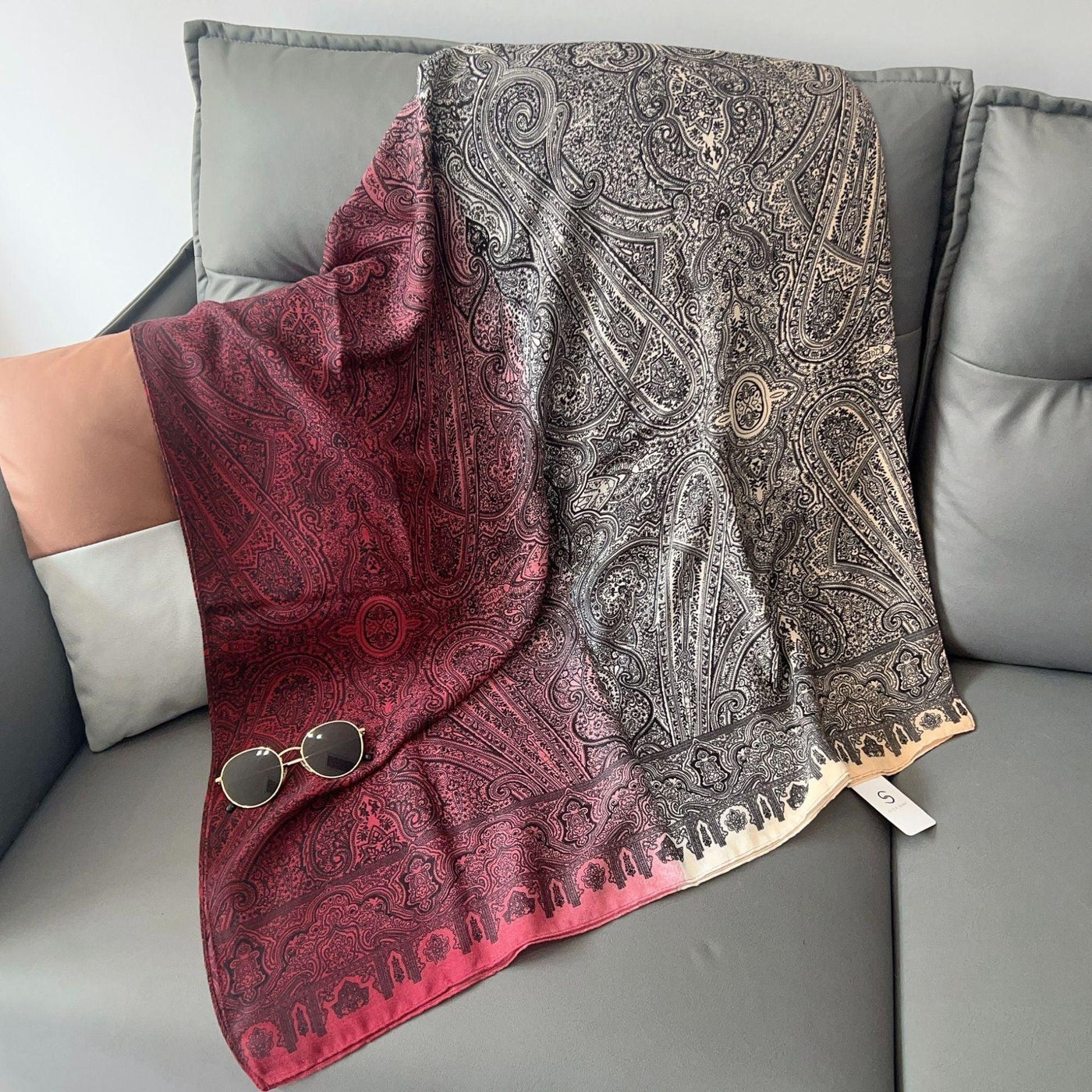 MH058 Hijab fin en coton et lin imprimé motif noix de cajou
