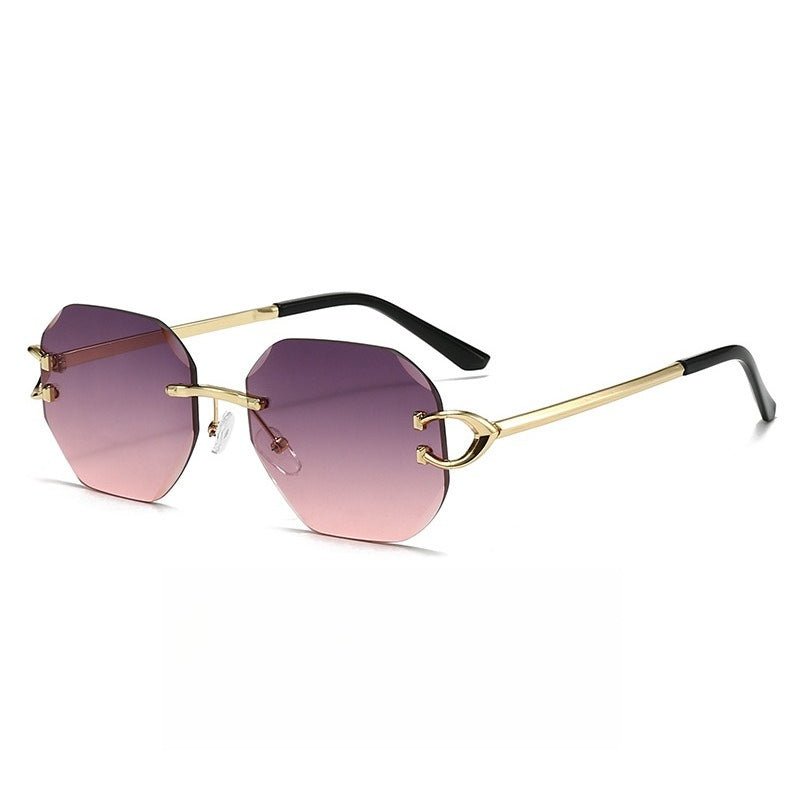 Lunettes de soleil vintage sans monture à bords taillés - Modèle statement polygonal sans cadre (MAC266)