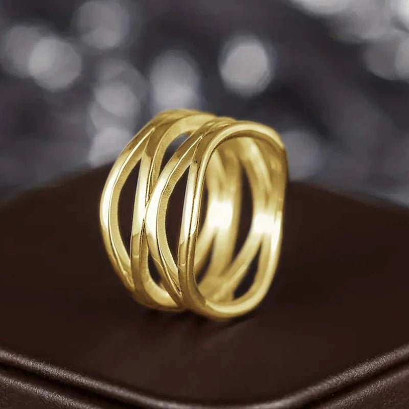 Bague ajourée MAC166 à lignes géométriques simples