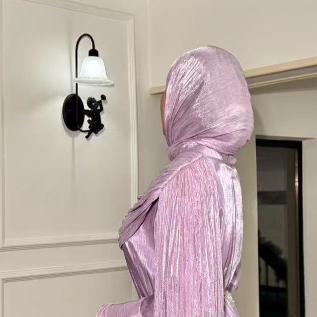 Robe Abaya Maxi à Manches Cape Plissées (MA430)