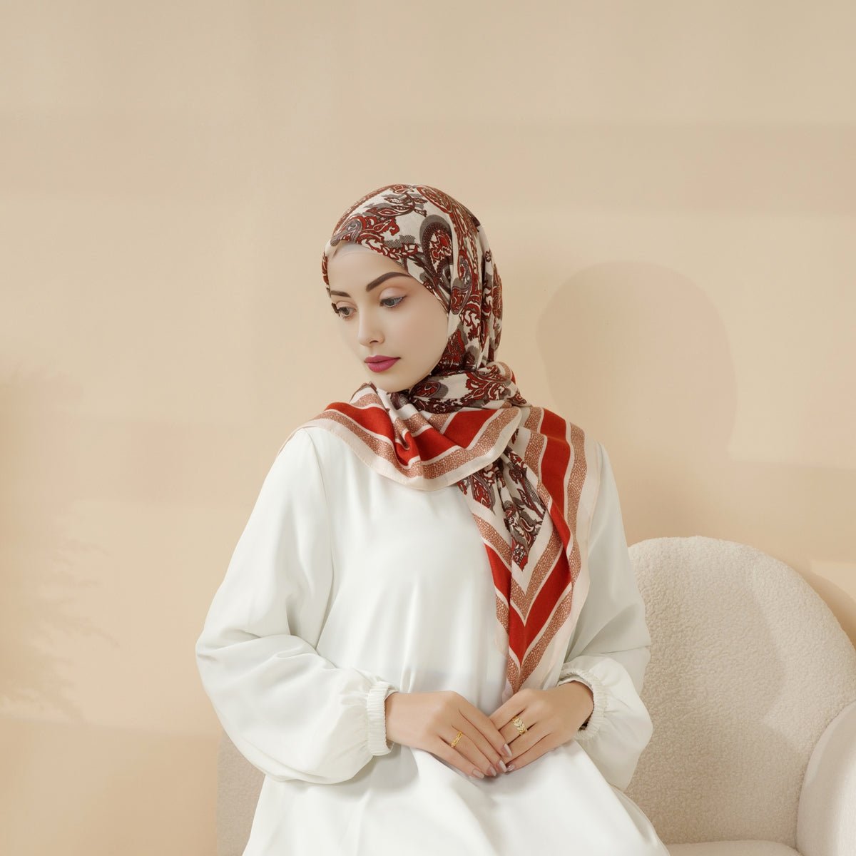 MH096 Hijab Carré Cashmere Touch Imprimé
