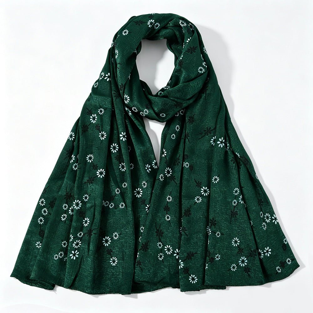 Foulard Hijab Imprimé Fleurs de Marguerite Scintillant (MH245)