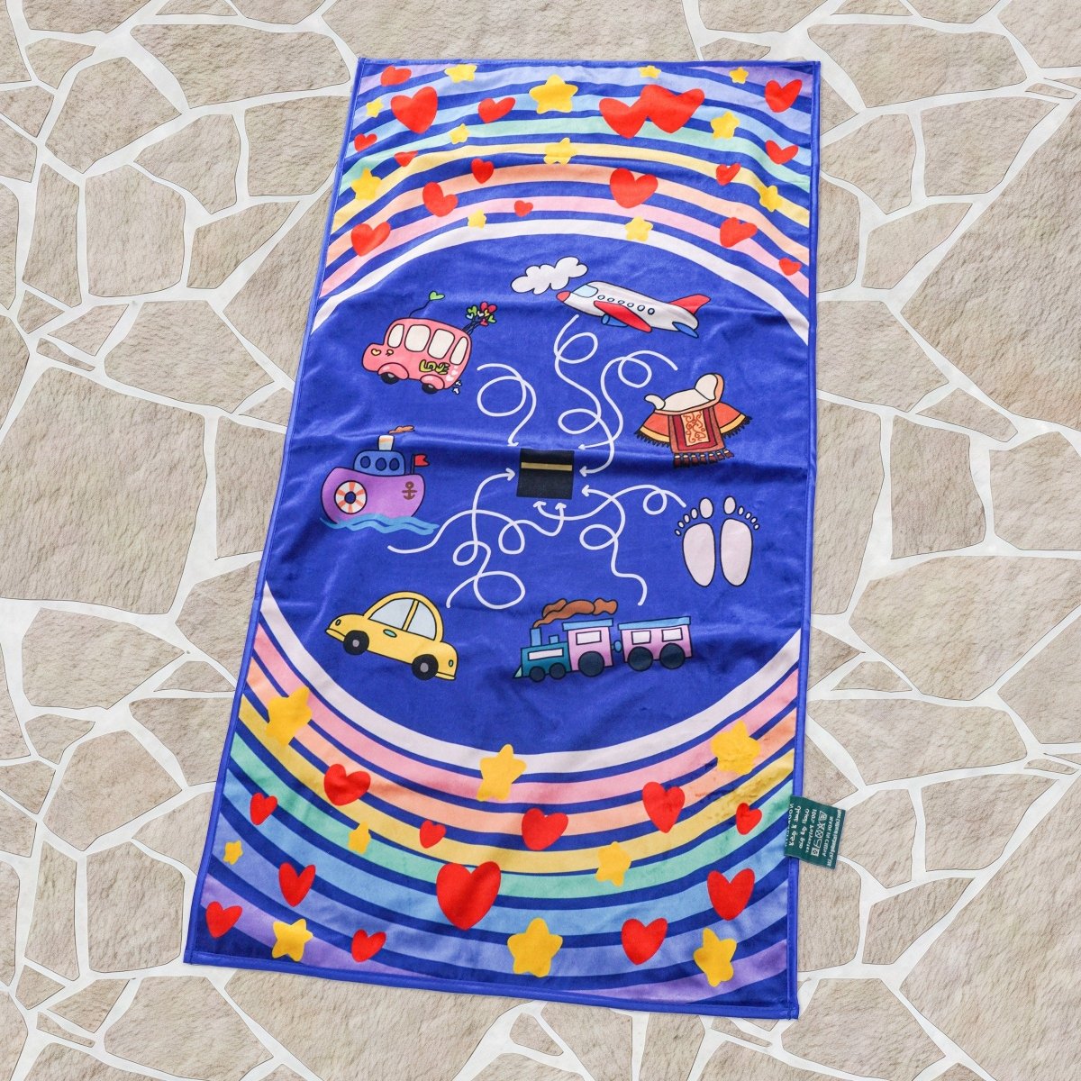 Tapis de Prière Interactif pour Enfants | Tapis de Prière Islamique Illustré pour Enfants Musulmans (MR084)