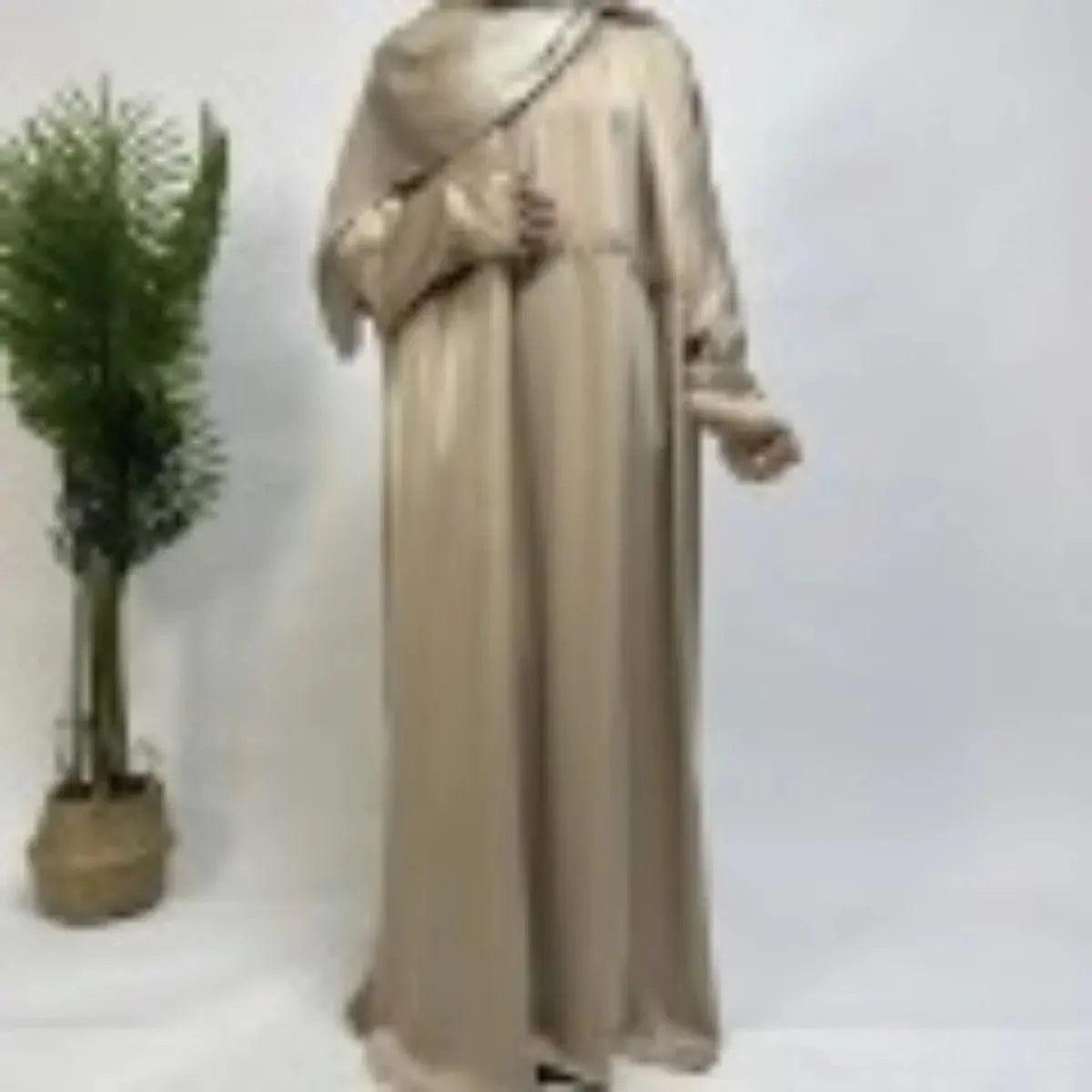 Abaya Armani : Abaya en satin parfaite avec cordon de serrage (MA039)
