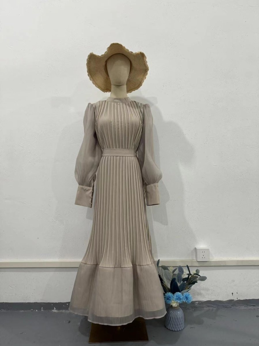 Robe Abaya élégante et légère à jupe longue texturée et manches bouffantes (MA201)