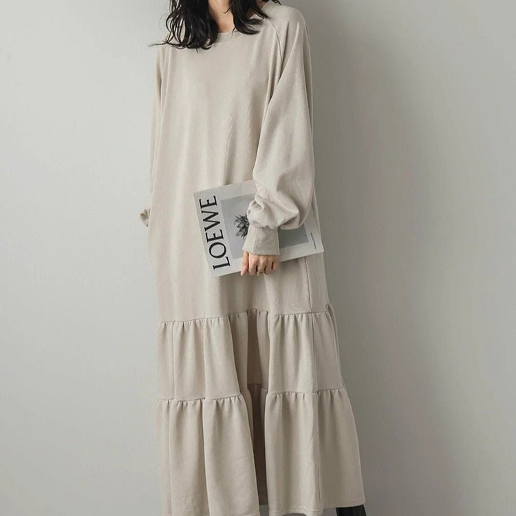 Robe Maxi Sweat à Volants Coupe Ample (MS151)