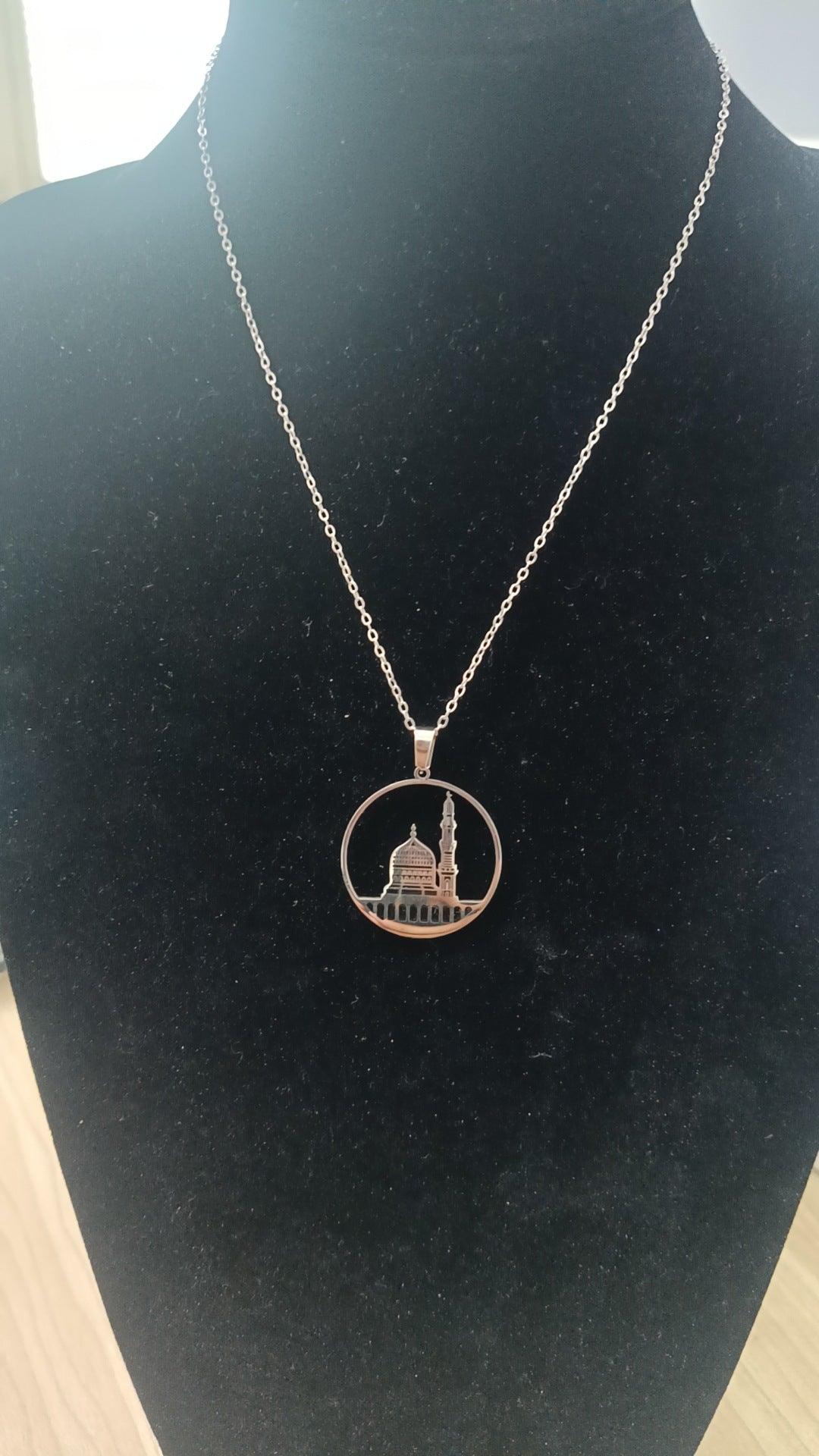Collier MAC111 en acier inoxydable à motif de mosquée