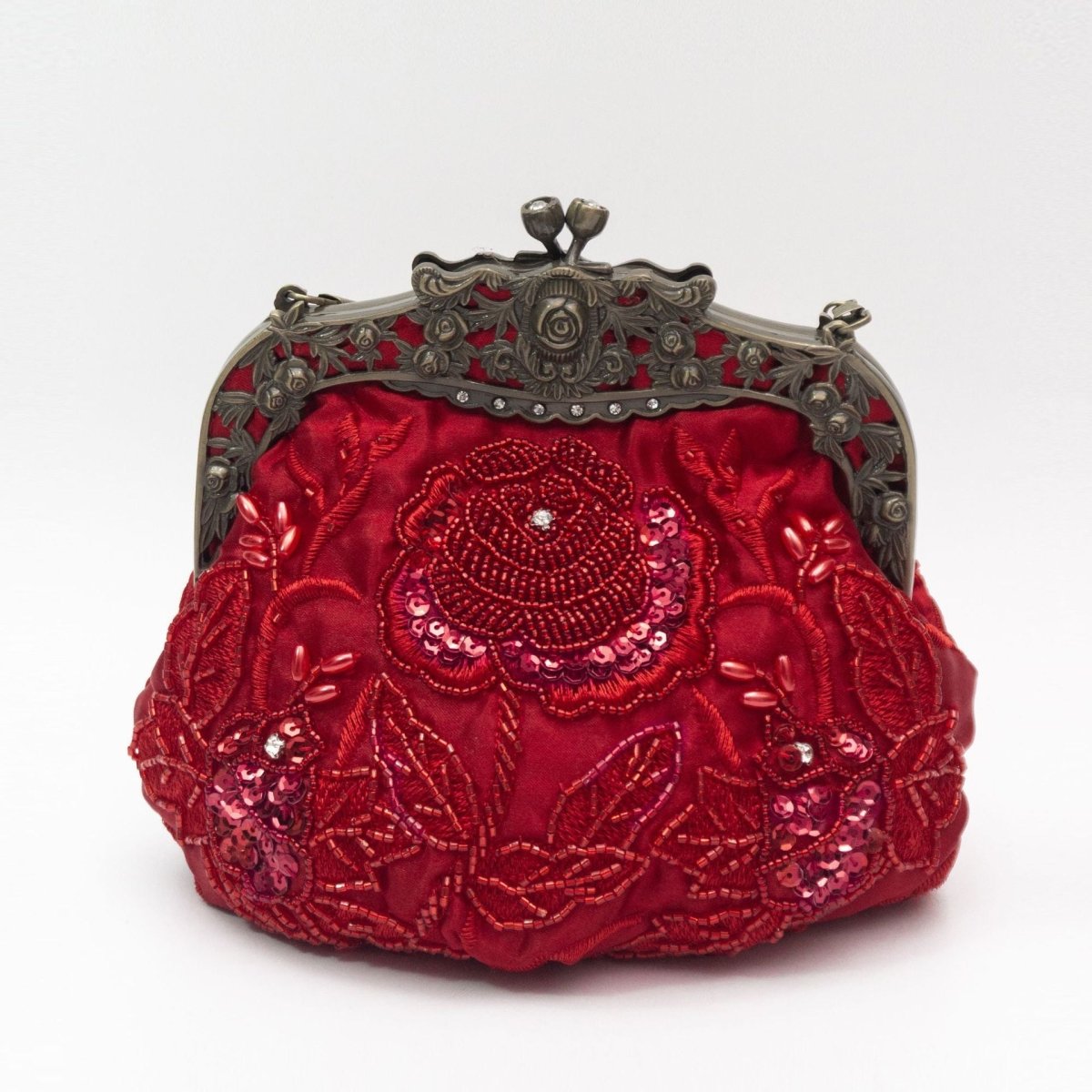 Pochette de soirée brodée de roses avec sequins et perles (MAC291)