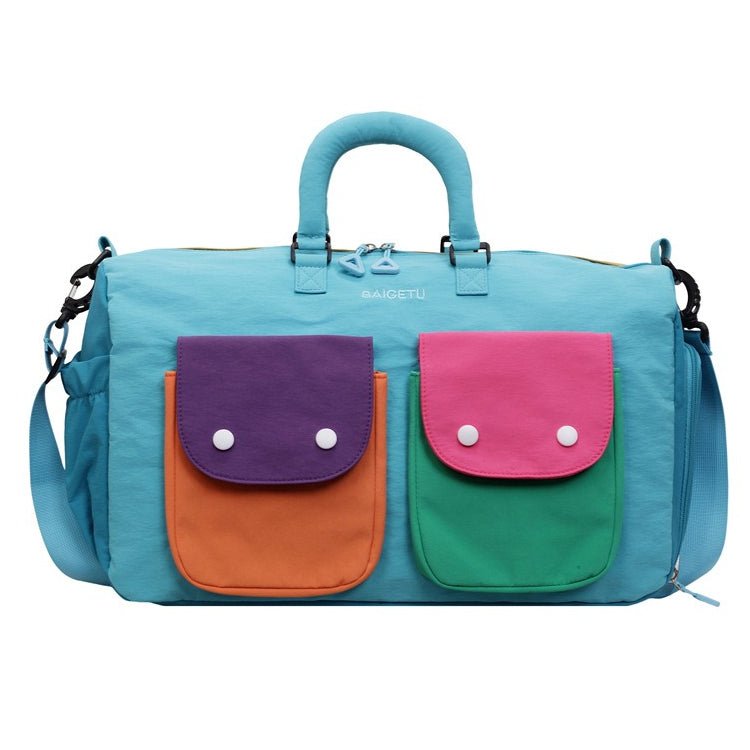Sac de Voyage Colorblock - Sac Weekender Léger à Main avec Bandoulière et Poches Extérieures (MAC480)