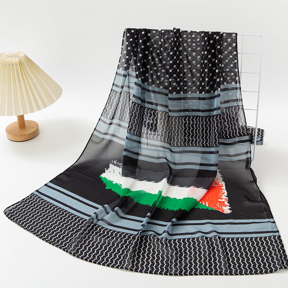 MH074 Hijab en mousseline imprimé Keffieh