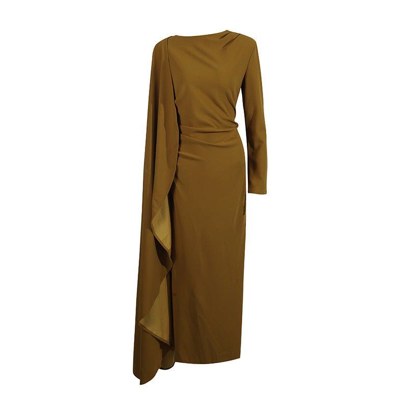 Robe Cape Asymétrique avec Fente Dos (MS216)