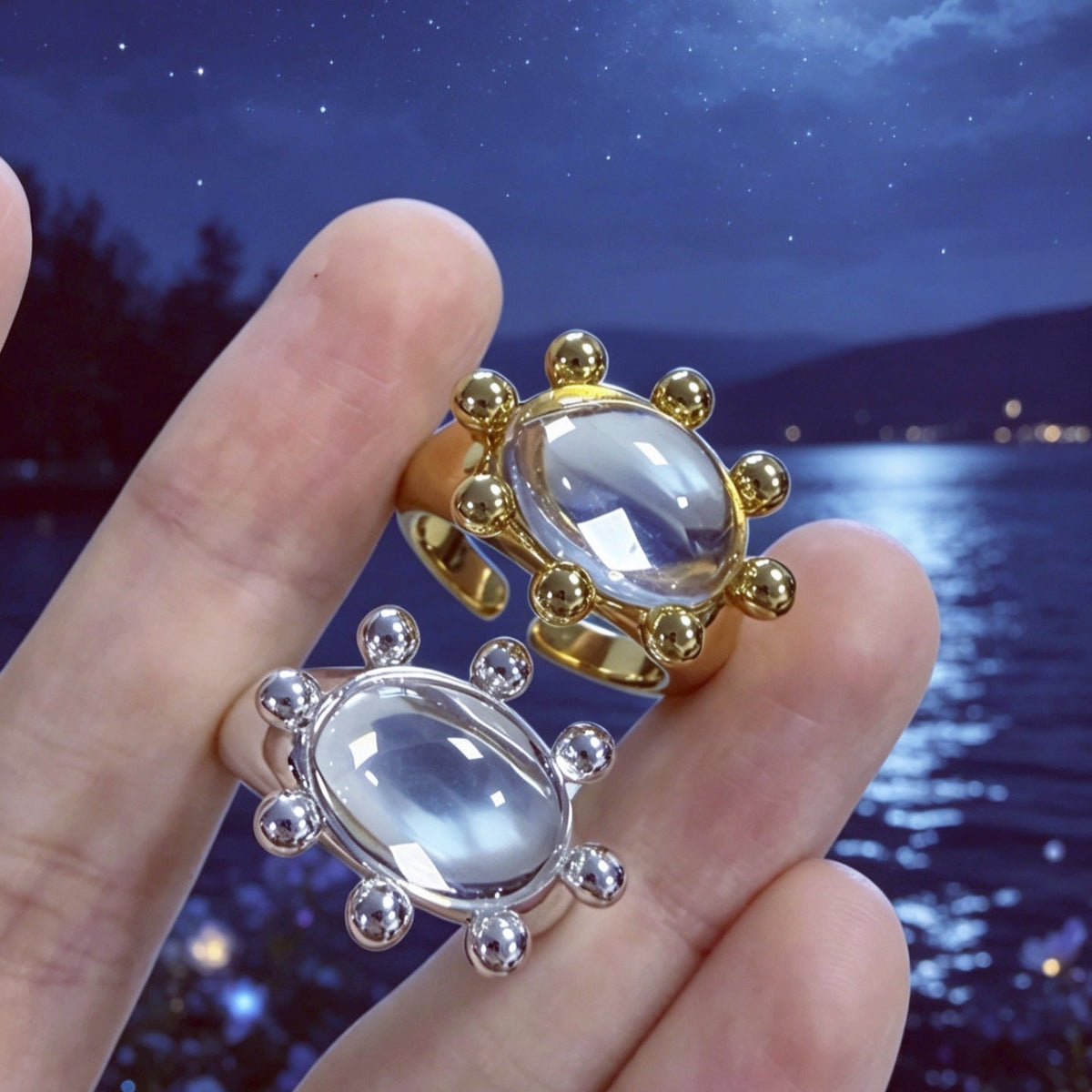 Bague Vintage Crab Sunburst Crystal Statement | Bague Ajustable (MAC483)