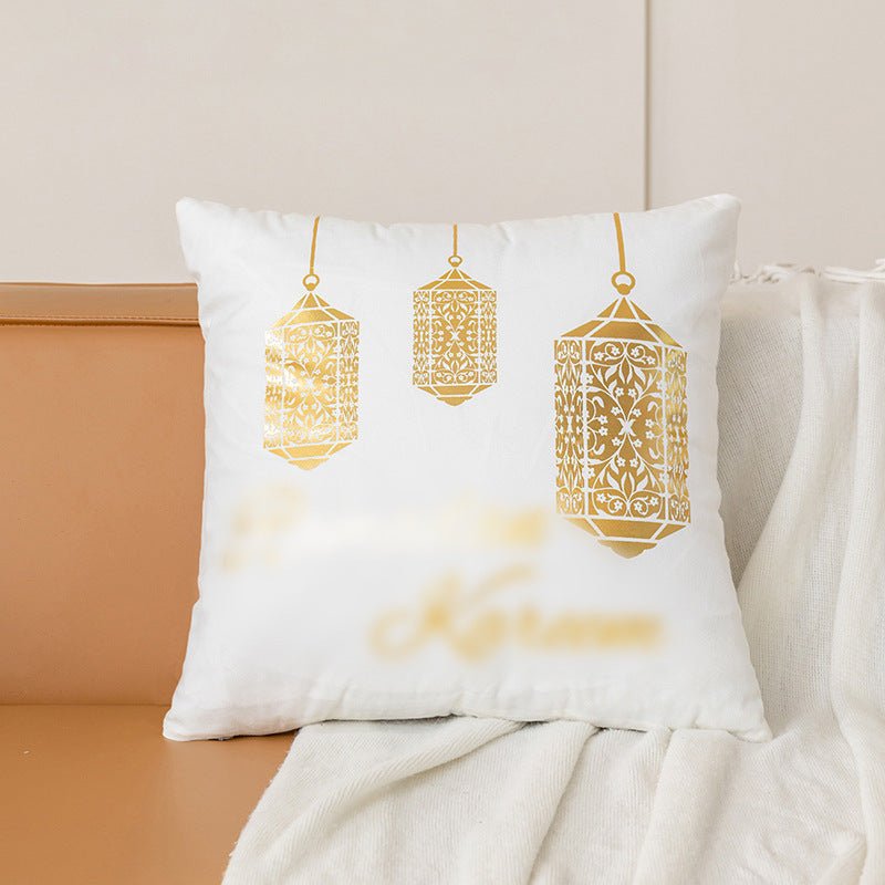 Housse de coussin en peluche courte avec impression à chaud "Eid Moon" (MR076)