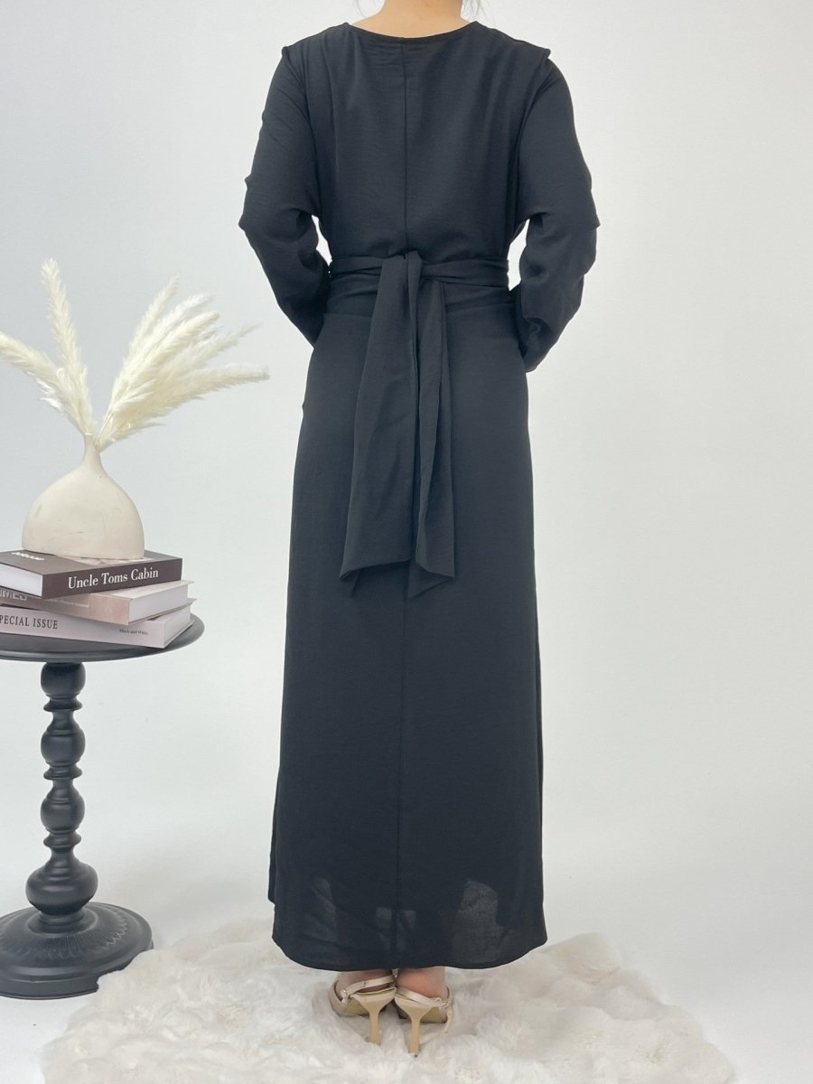 Robe du soir abaya élégante en crêpe glacé à lacets (MA160)