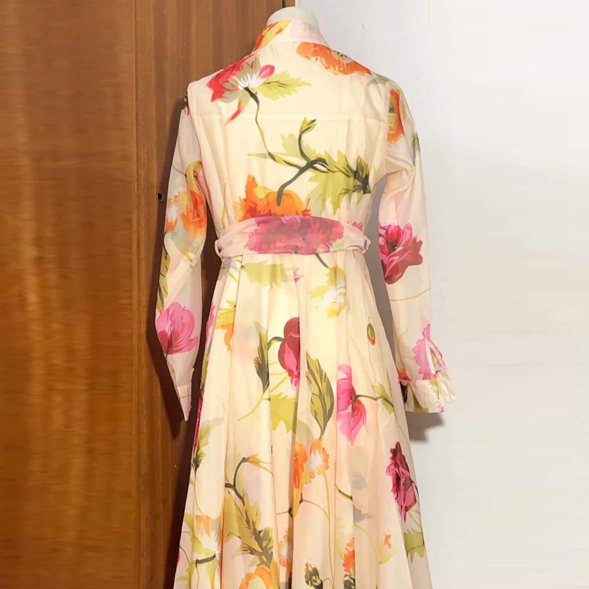 Robe Maxi Chemise Florale Aquarelle (MS414)