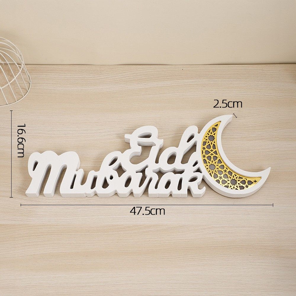 Décoration LED de Ramadan Mubarak, ornement artisanal en forme de croissant de lune (MAC393)