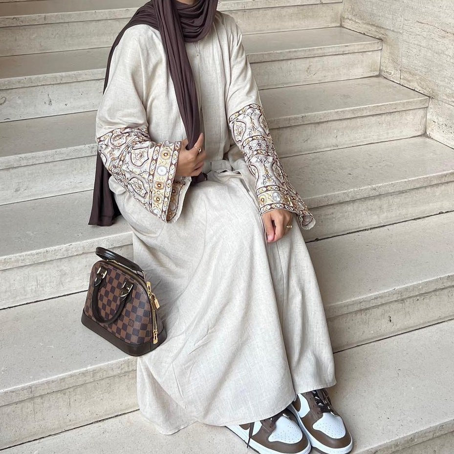 Ensemble Abaya Ouverte Broderie Exquise (MOA039)
