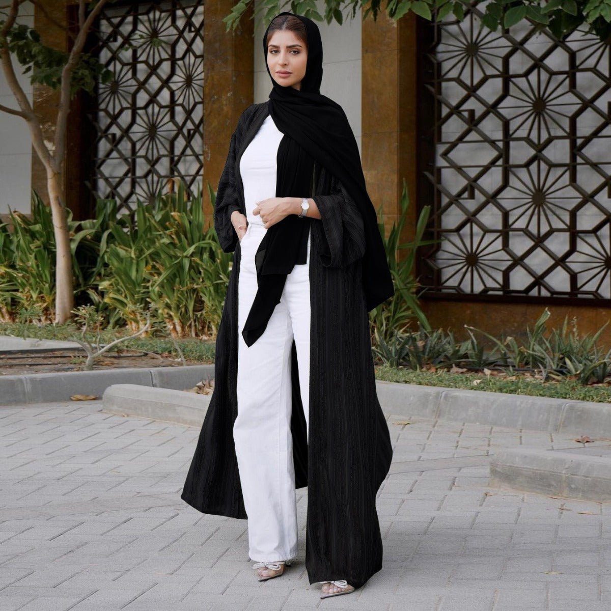 Cardigan Abaya Tricoté Vintage | Veste Longue Ouverte Modeste pour Femme (MOA217)