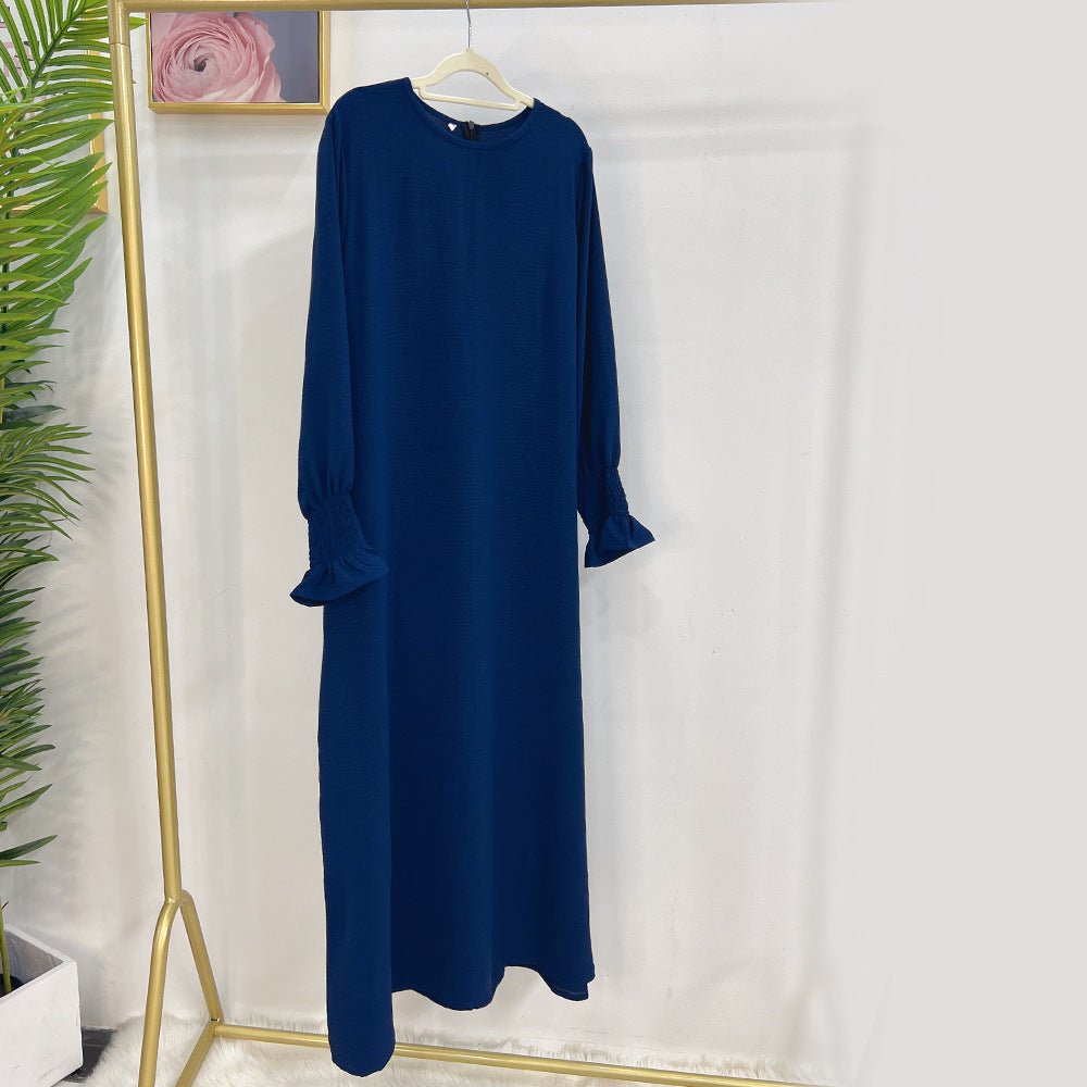 Abaya à Manches Élastiquées | Abaya Unie en Crêpe avec Manche Élastiquée (MA107)