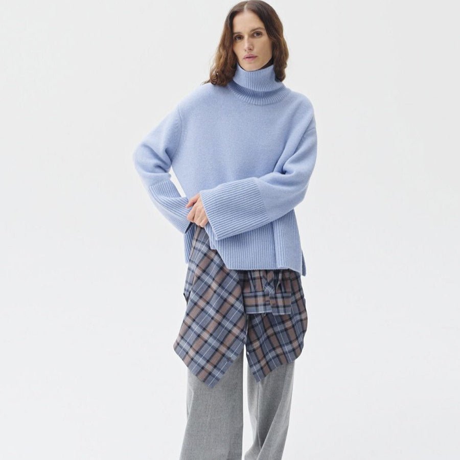 Pull à col roulé oversize avec fentes latérales (MS251)