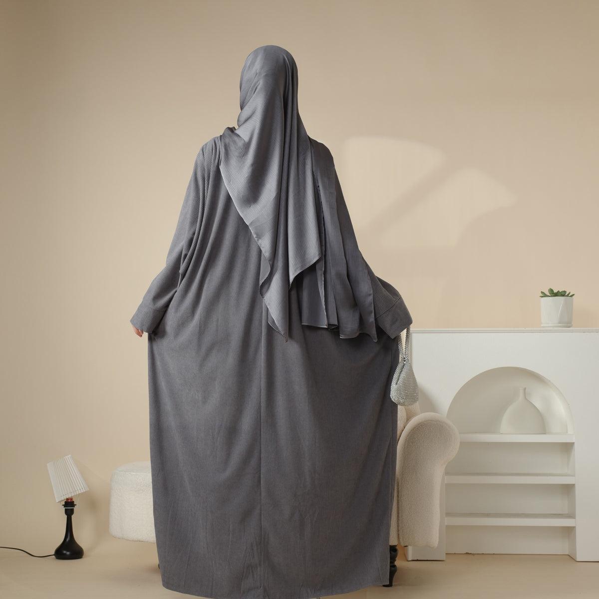 Cardigan Abaya Ouverte en Velours Côtelé (MOA028)