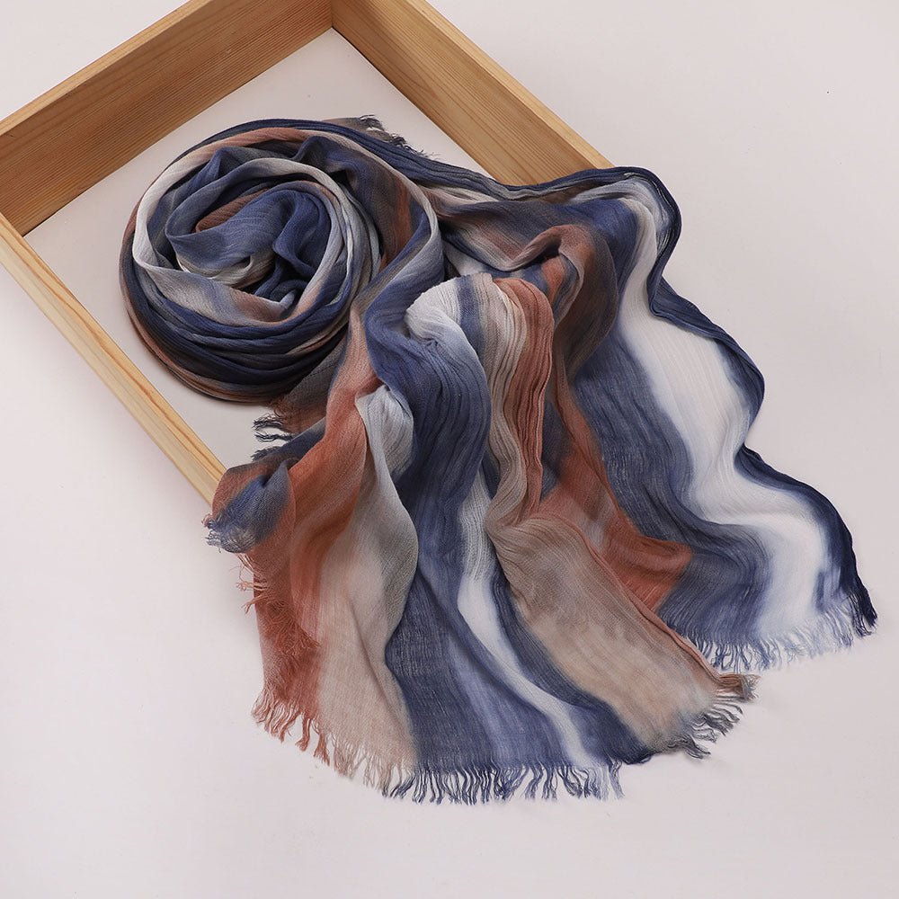 Hijab Châle Plissé Rayé Imprimé Polyvalent (MH180)